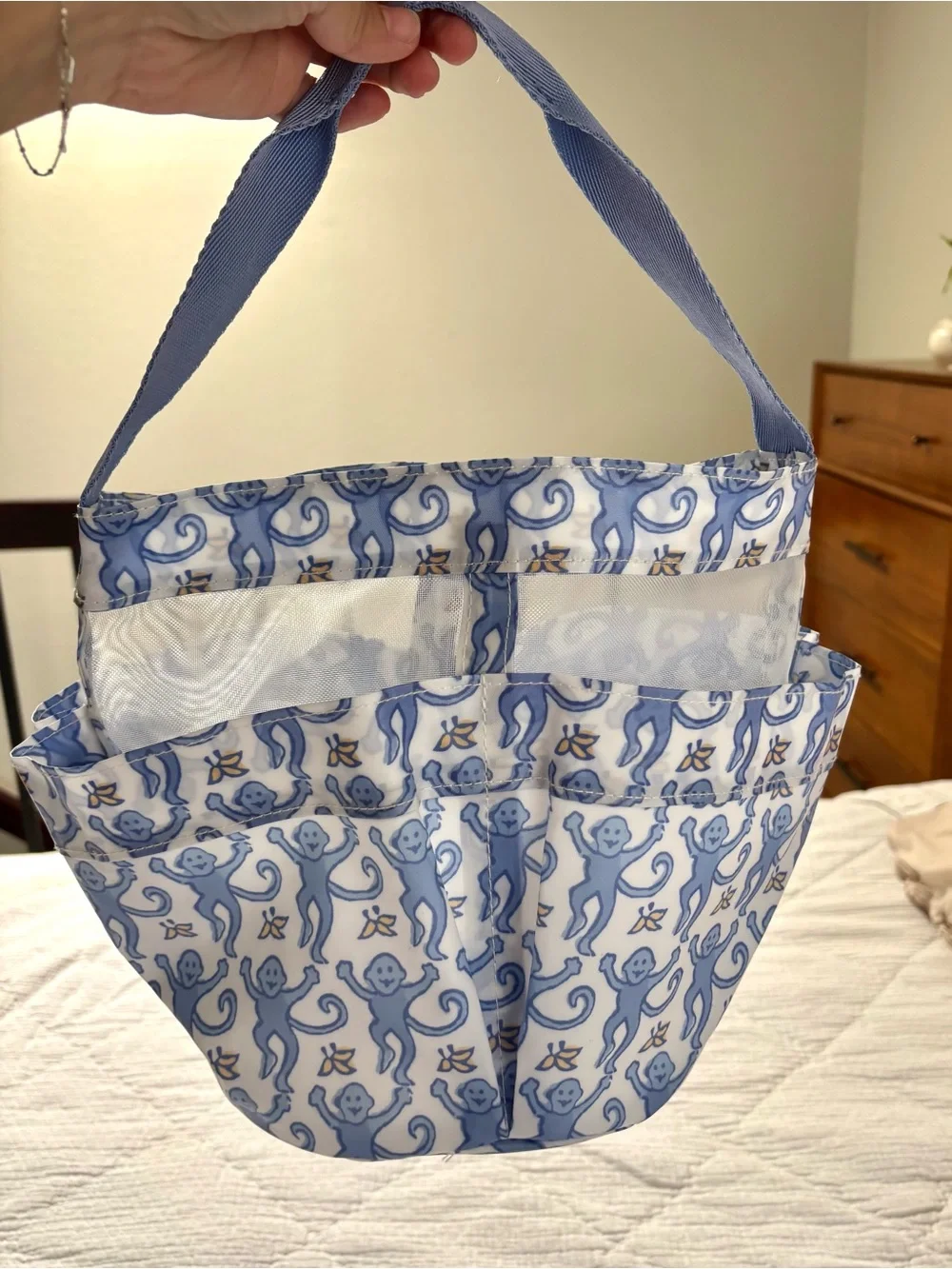 Roller Rabbit X Pottery Barn Teen / Monkey Shower Caddy in Cornflower Blue